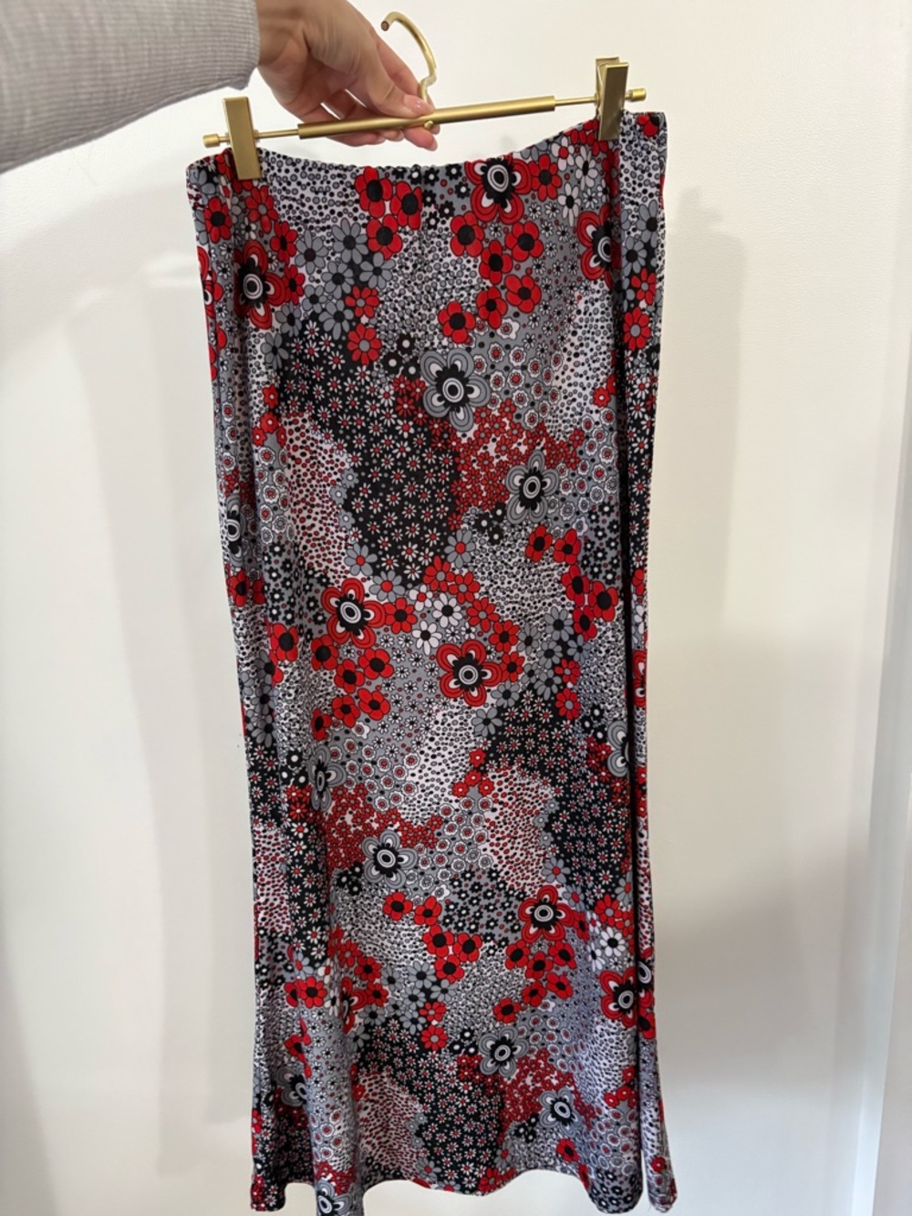 Vintage Red Floral Maxi Skirt